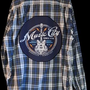 Men's Blue Plaid Button Down Shirt